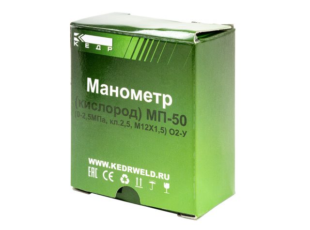 Манометр КЕДР ТМ2 Кислород, (0-2,5 МПа, кл.2,5, М12Х1,5) О2-У Фото 2